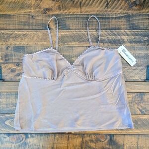 No Boundaries Sweetheart Woven Cami Top with Lace Trim and Bow Women's Sz XL NWT